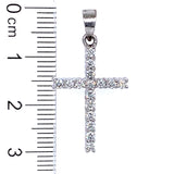 (LD) Dije (cruz) con diamantes en oro blanco 14kt.