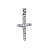 (LD) Dije (cruz) con diamantes en oro blanco 14kt.