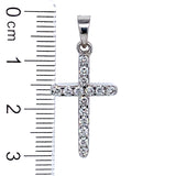(LD) Dije (cruz) con diamantes en oro blanco 14kt.