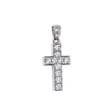 (LD) Dije (cruz) con diamantes en oro blanco 14kt.