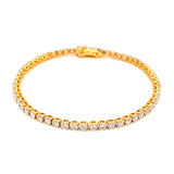 (LD) Pulsera (tennis) con diamantes de laboratorio en oro amarillo 14kt. D-3.69CT 17.5cm