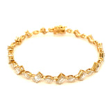 (LD) Pulsera (tennis) con diamantes de laboratorio en oro amarillo 14kt. D-6.41CT 19cm