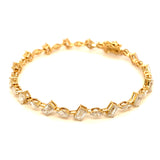 (LD) Pulsera (tennis) con diamantes de laboratorio en oro amarillo 14kt. D-6.41CT 19cm