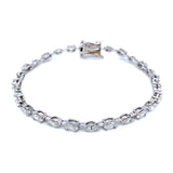 (LD) Pulsera (tennis) con diamantes de laboratorio en oro blanco 14kt. D-4.05CT 18cm