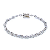 (LD) Pulsera (tennis) con diamantes de laboratorio en oro blanco 14kt. D-4.05CT 18cm