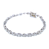 (LD) Pulsera (tennis) con diamantes de laboratorio en oro blanco 14kt. D-4.05CT 18cm