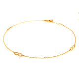 Tobillera (infinito) en oro amarillo 18kt. 23cm-25cm