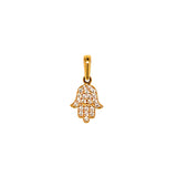 Dije (hamsa) con circones en oro amarillo 18kt.