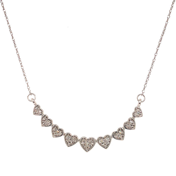 (SOFIA) Collar (corazones) con diamantes en oro blanco 10kt.