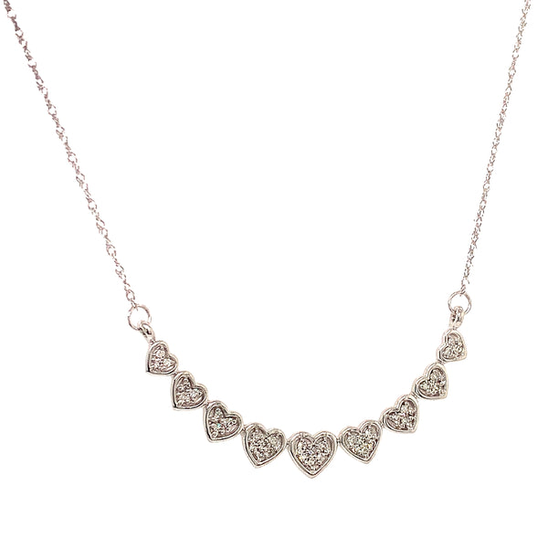 (SOFIA) Collar (corazones) con diamantes en oro blanco 10kt.