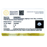 (LD) Anillo con diamante de laboratorio en oro blanco 14kt. D-1.46Cts.