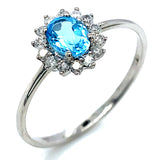 Anillo de Topacio Azul en oro blanco 10kt.