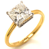 (LD) Anillo con diamantes de laboratorio en oro amarillo 14kt. D-2.14CT