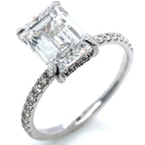 (LD) Anillo con diamante de laboratorio en oro blanco 14kt. D-3.00Cts.