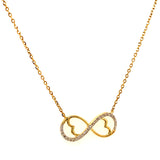 (SOFIA) Collar (infinito y corazones) con diamantes en oro amarillo 10kt.