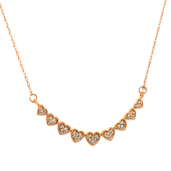 (SOFIA) Collar (corazones) con diamantes en oro rosado 10kt.