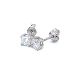 (LD) Aretes con diamantes de laboratorio en oro blanco 14kt. D-1.08Cts.