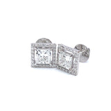 (LD) Aretes con diamantes de laboratorio en oro blanco 14kt. D-2.24Cts.