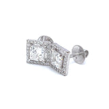 (LD) Aretes con diamantes de laboratorio en oro blanco 14kt. D-2.24Cts.