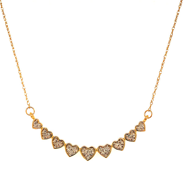 (SOFIA) Collar (corazones) con diamantes en oro amarillo 10kt.