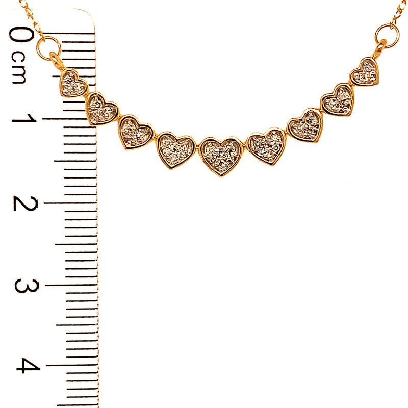 (SOFIA) Collar (corazones) con diamantes en oro amarillo 10kt.