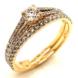 (SOFIA) Set de anillos con diamantes en oro amarillo 10kt.