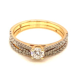 (SOFIA) Set de anillos con diamantes en oro amarillo 10kt.