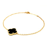 Pulsera (trébol negro onix) en oro amarillo 10kt. 18/19.5cm