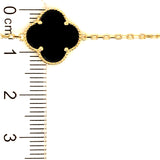 Pulsera (trébol negro onix) en oro amarillo 10kt. 18/19.5cm