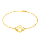 Pulsera (trébol nacar blanco) en oro amarillo 10kt. 18/19.5cm