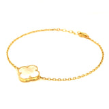 Pulsera (trébol nacar blanco) en oro amarillo 10kt. 18/19.5cm