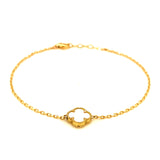 Pulsera (trébol nacar blanco) en oro amarillo 10kt. 18/20cm