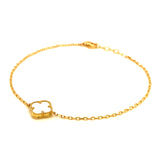 Pulsera (trébol nacar blanco) en oro amarillo 10kt. 18/20cm