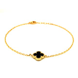 Pulsera (trébol onix negro) en oro amarillo 10kt. 18/20cm