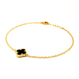 Pulsera (trébol onix negro) en oro amarillo 10kt. 18/20cm