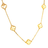 Collar (trébol nacar blanco) en oro amarillo 10kt. 42.5/44.5cm