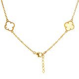 Collar (trébol nacar blanco) en oro amarillo 10kt. 42.5/44.5cm