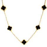 Collar (trébol onix negro) en oro amarillo 10kt. 42.5/44.5cm
