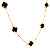 Collar (trébol onix negro) en oro amarillo 10kt. 42.5/44.5cm