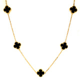 Collar (trébol onix negro) en oro amarillo 10kt. 46/49cm