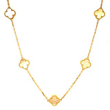 Collar (trébol nacar blanco) en oro amarillo 10kt. 46/49cm
