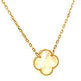 Collar (trébol nacar blanco) en oro amarillo 10kt. 46/49cm