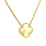 Collar (trébol nacar blanco) en oro amarillo 10kt. 44/47cm