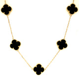 Collar (trébol onix negro) en oro amarillo 10kt. 46/48cm