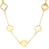 Collar (trébol nacar blanco) en oro amarillo 10kt. 46/48cm