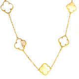 Collar (trébol nacar blanco) en oro amarillo 10kt. 46/48cm
