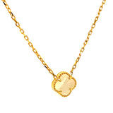 Collar (trébol nacar blanco) en oro amarillo 10kt. 43.5/46.5cm