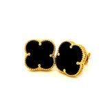 Aretes (trébol negro onix) en oro amarillo 10kt.