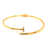 Caña (clavo) con circones en oro amarillo 10kt.