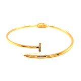 Caña (clavo) con circones en oro amarillo 10kt.